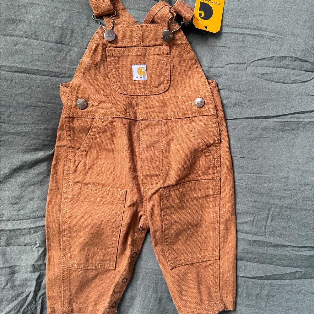 Carhartt Kids Tan/Brown Duck Canvas Bib Overalls
